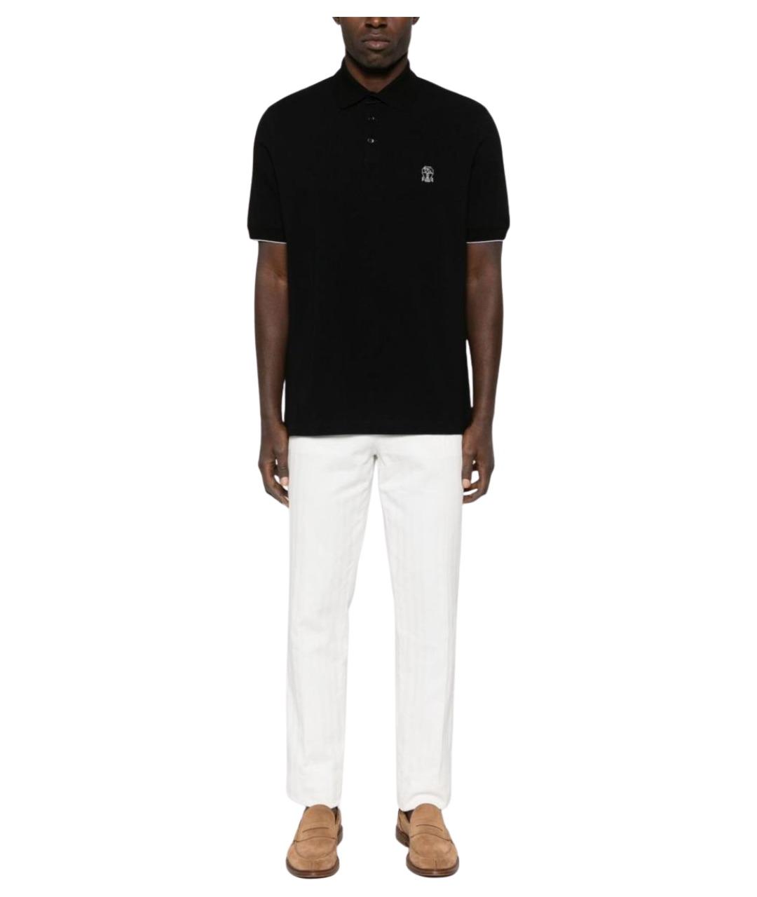 BRUNELLO CUCINELLI Черное поло с коротким рукавом, фото 4