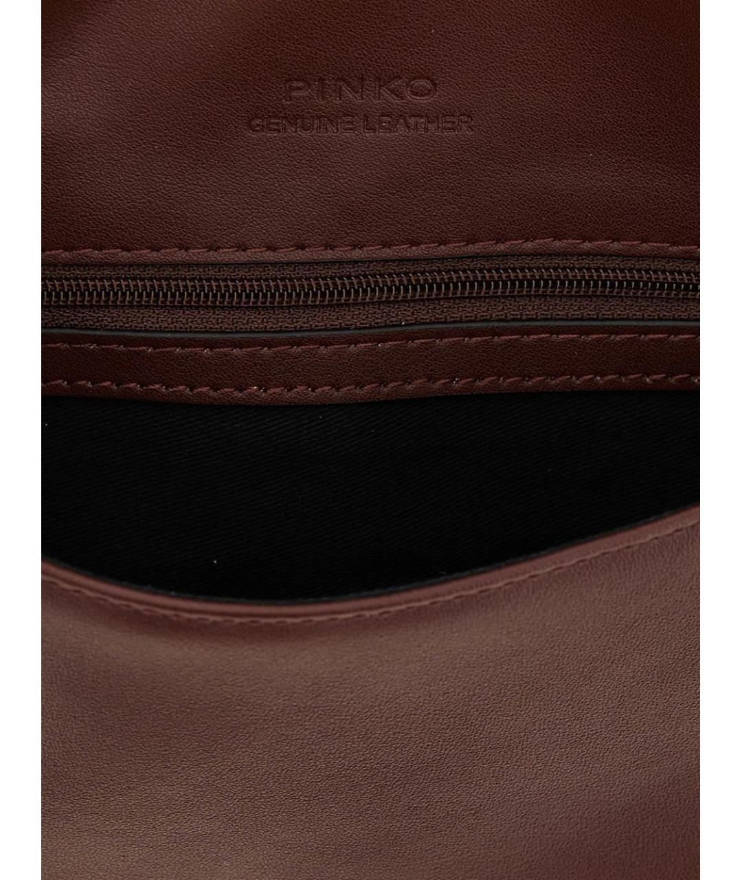 PINKO Бордовая кожаная сумка через плечо, фото 3