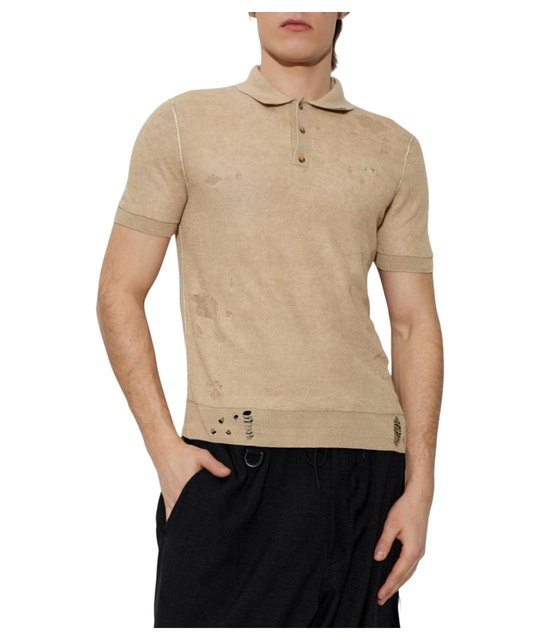 DIESEL Бежевое поло с коротким рукавом, фото 4