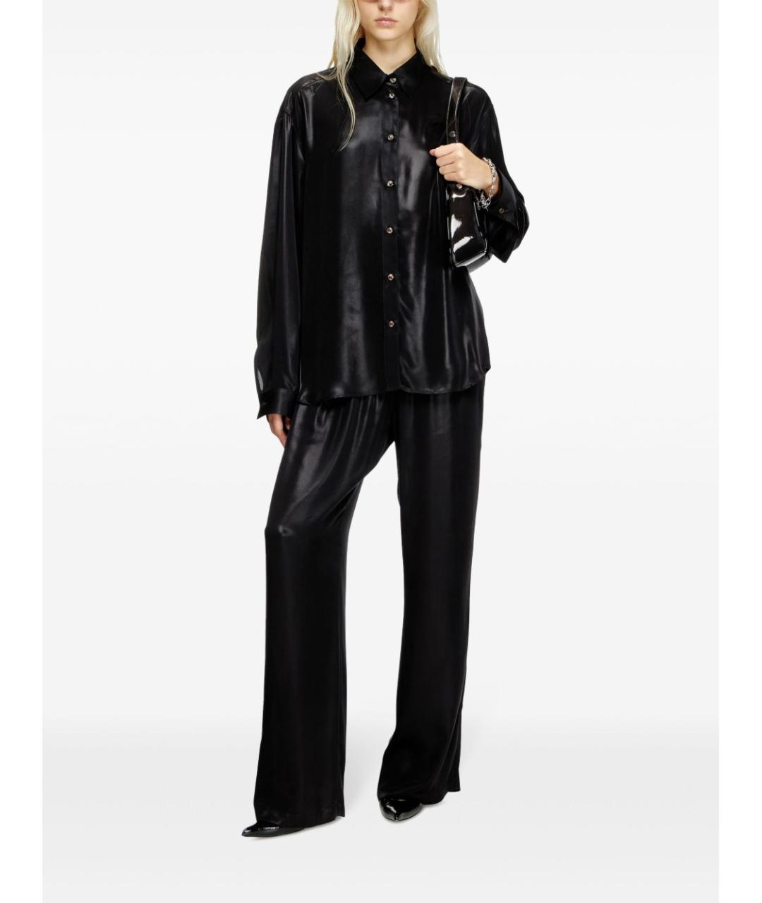 DIESEL Черные полиэстеровые прямые брюки, фото 3