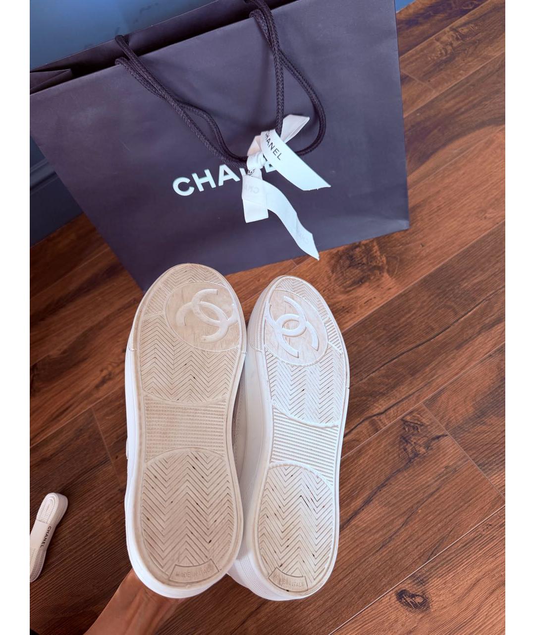 CHANEL Белые кожаные кеды, фото 6