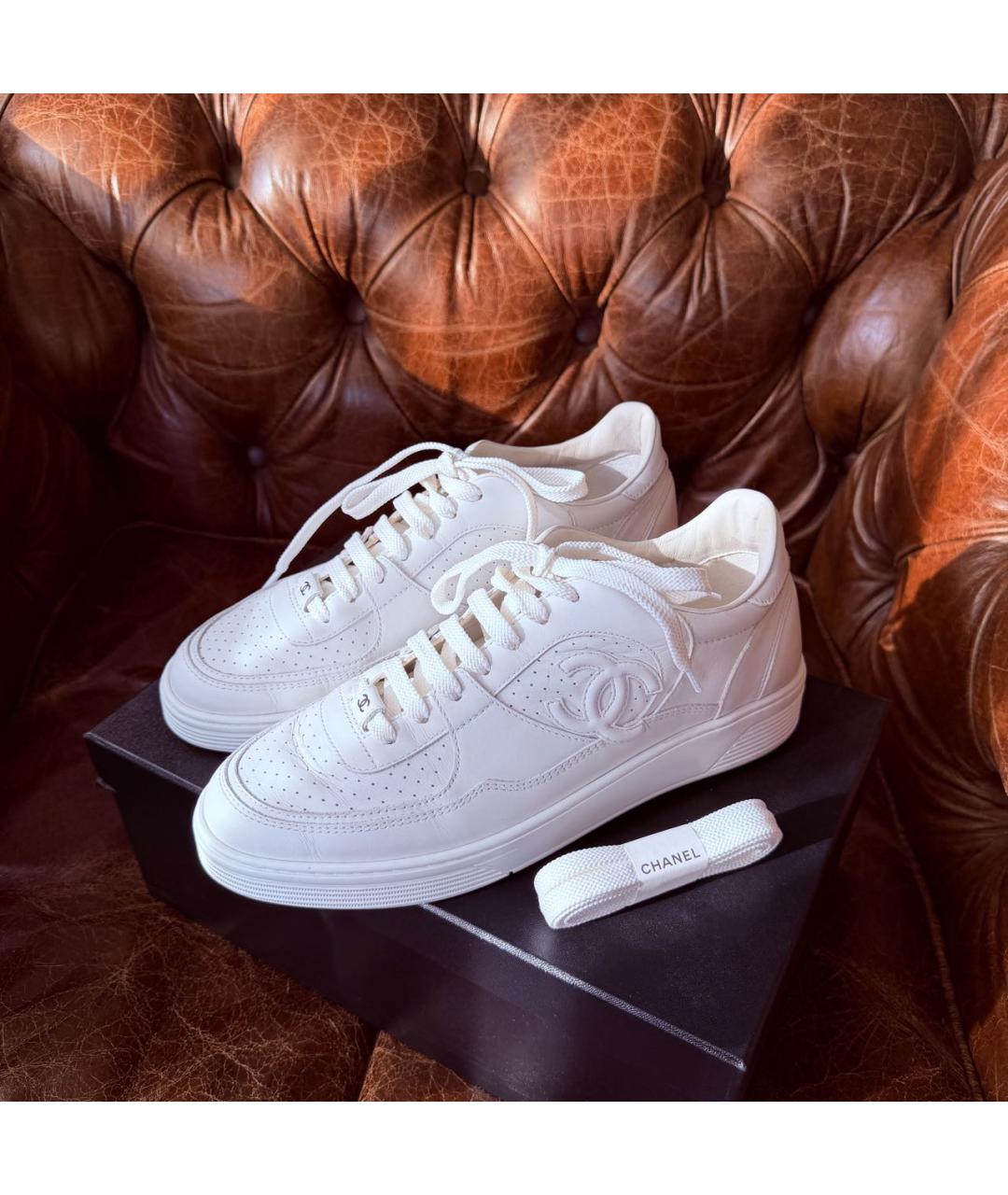 CHANEL Белые кожаные кеды, фото 8