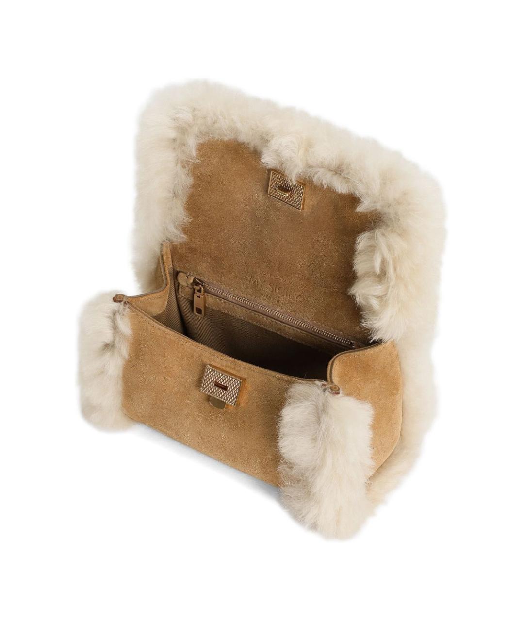 DOLCE&GABBANA Бежевая замшевая сумка тоут, фото 6