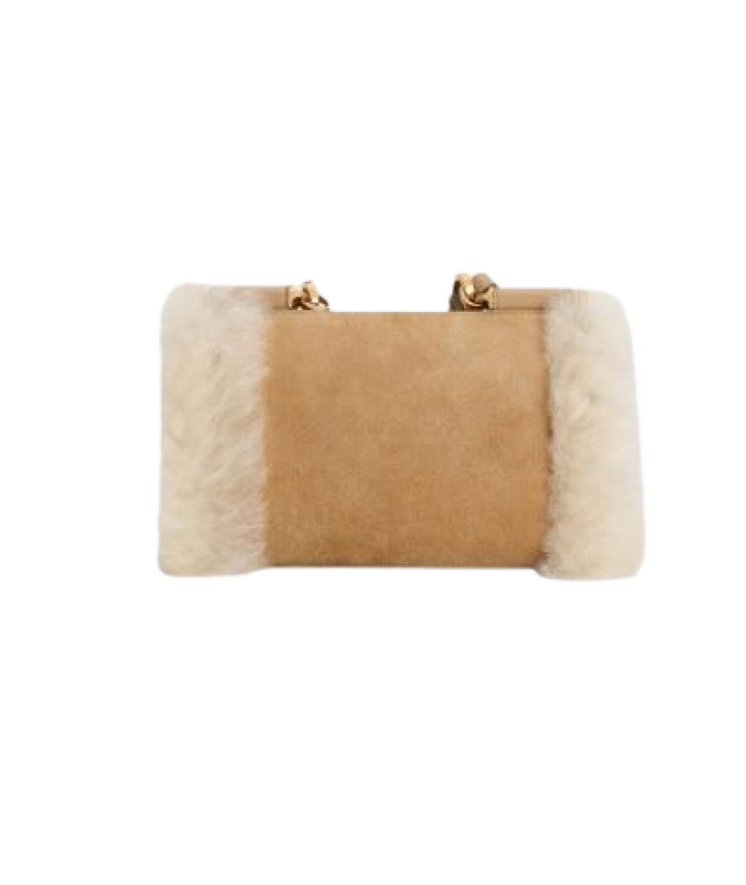 DOLCE&GABBANA Бежевая замшевая сумка тоут, фото 3