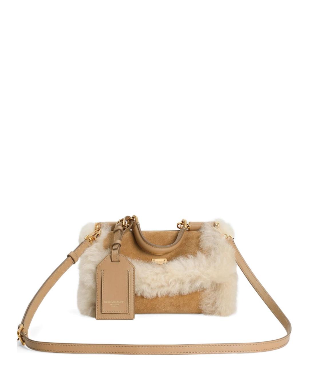 DOLCE&GABBANA Бежевая замшевая сумка тоут, фото 7