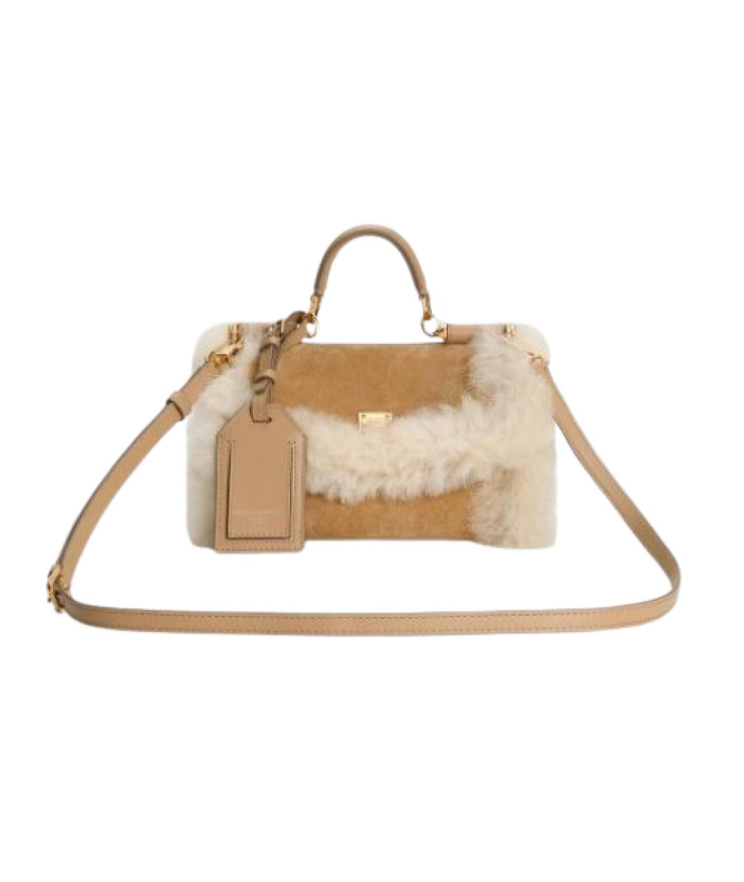 DOLCE&GABBANA Бежевая замшевая сумка тоут, фото 2