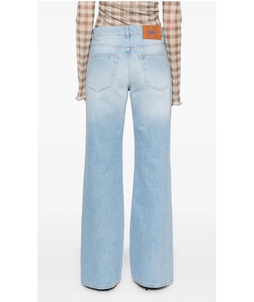 OFF-WHITE Голубые хлопковые прямые джинсы, фото 5