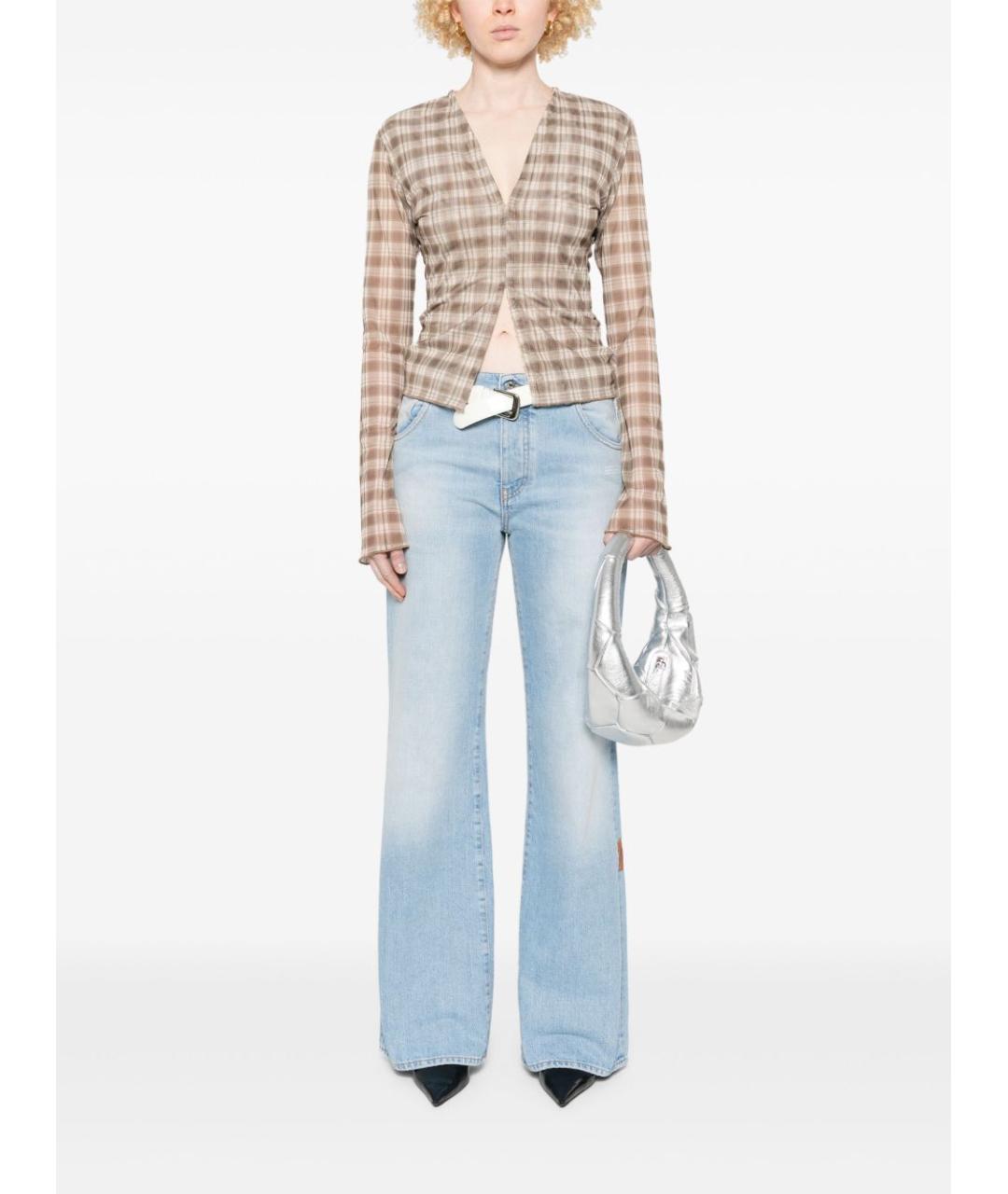 OFF-WHITE Голубые хлопковые прямые джинсы, фото 3