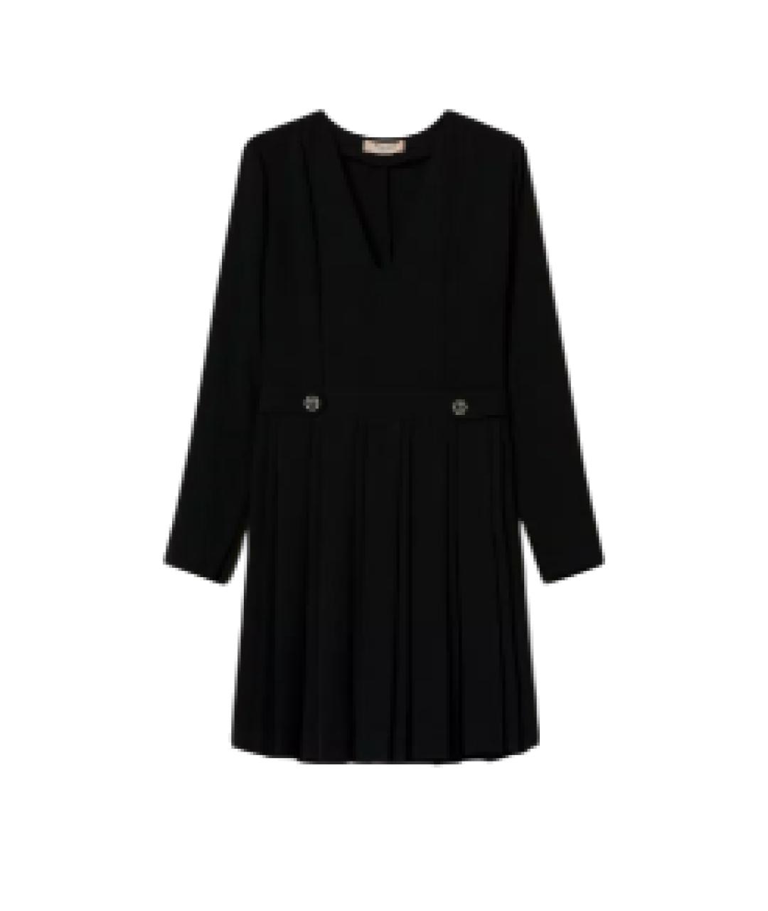 TWIN-SET Черное креповое повседневное платье, фото 1