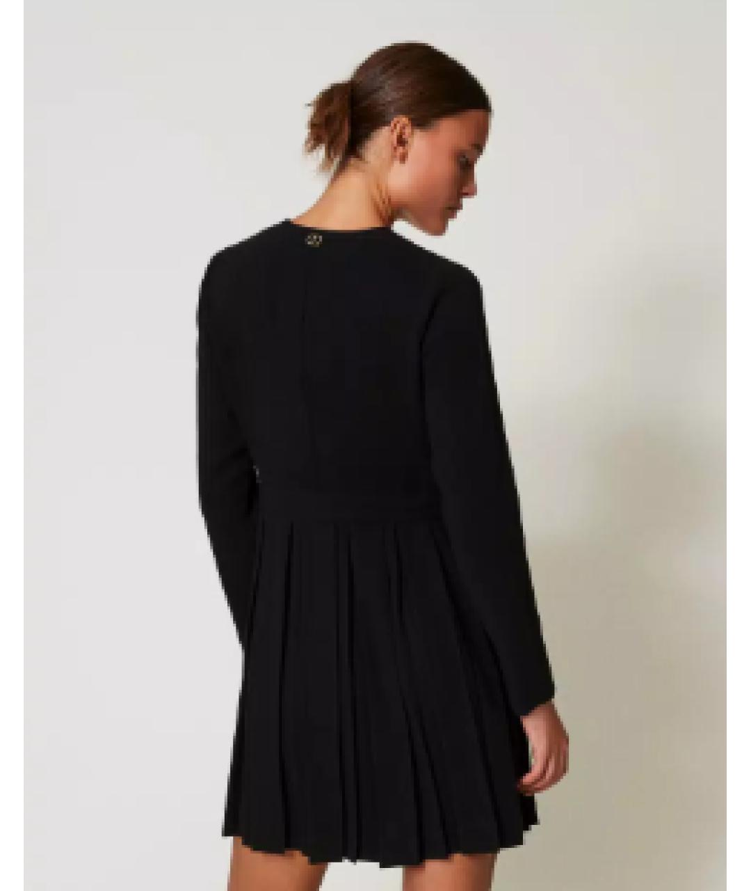 TWIN-SET Черное креповое повседневное платье, фото 5