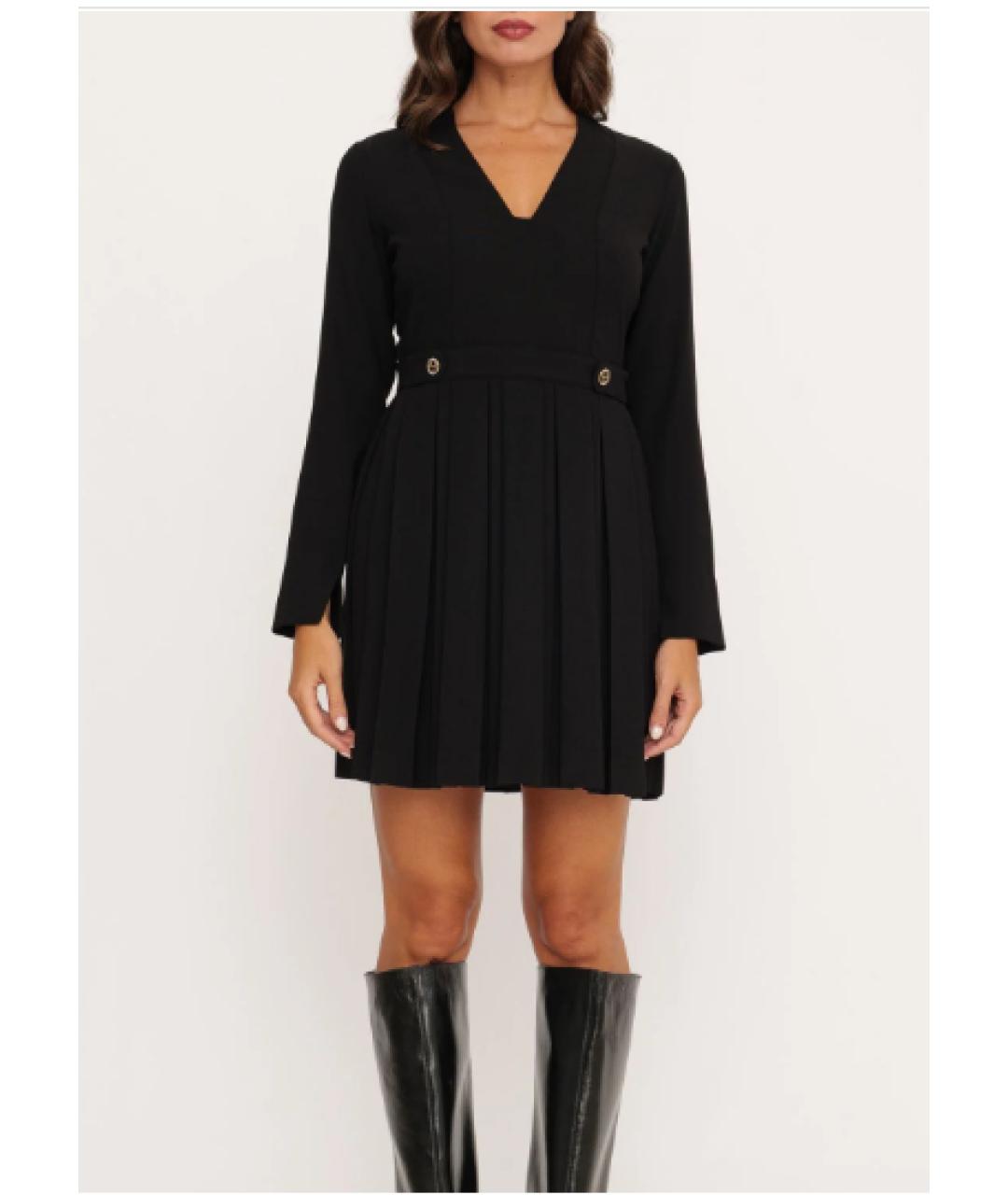 TWIN-SET Черное креповое повседневное платье, фото 3