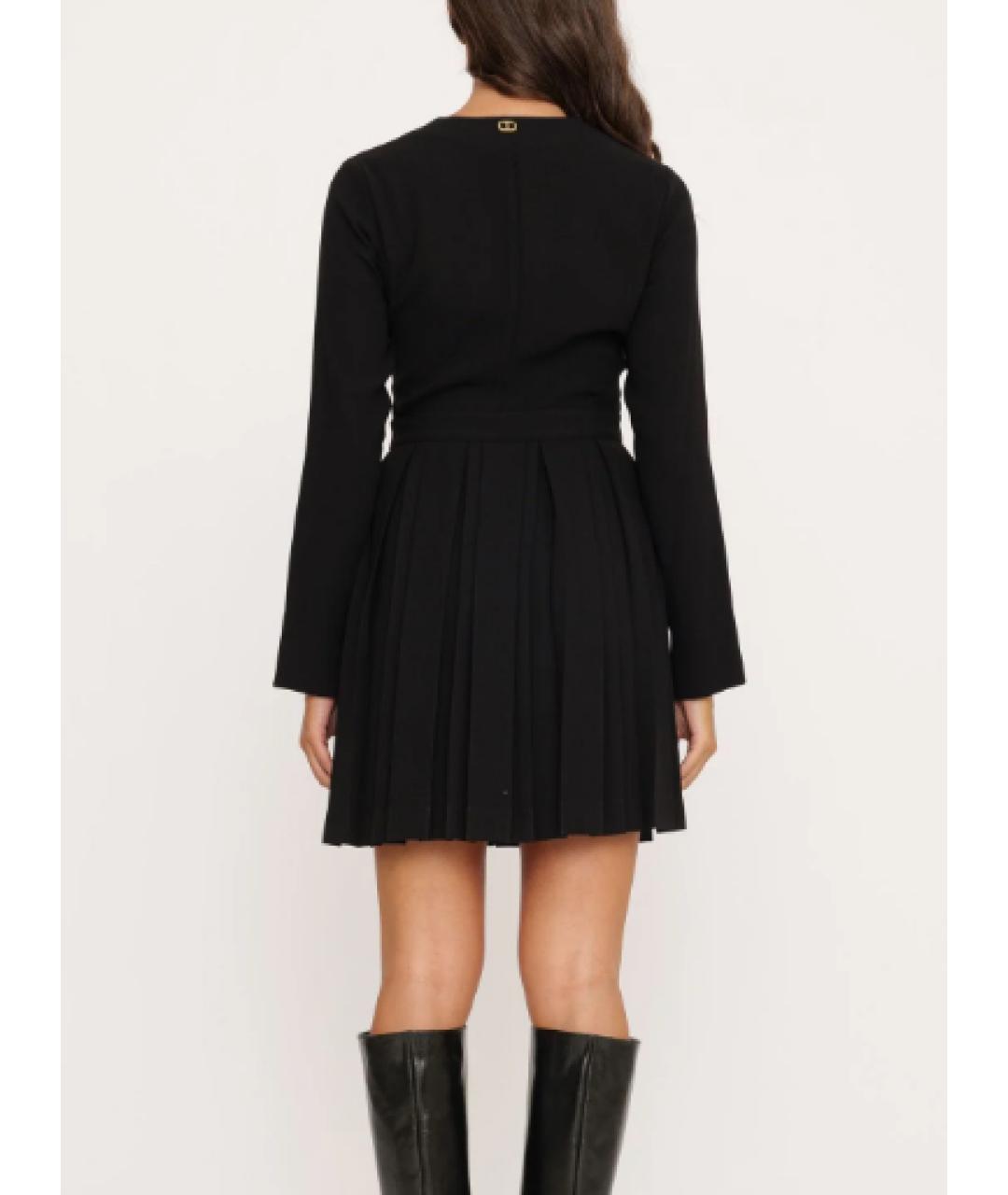 TWIN-SET Черное креповое повседневное платье, фото 2