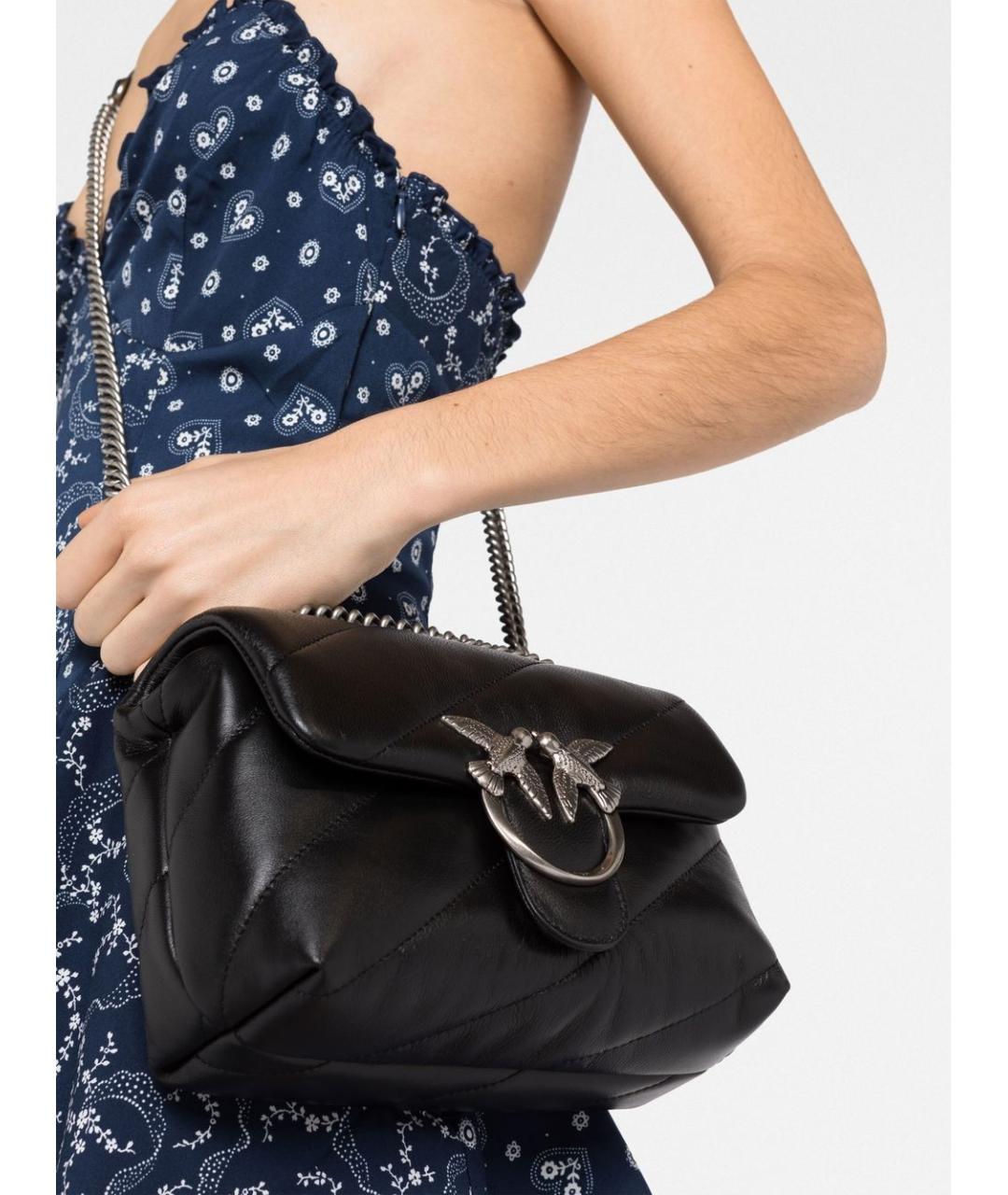 PINKO Черная кожаная сумка через плечо, фото 5