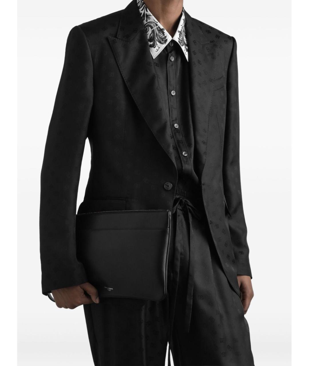 DOLCE&GABBANA Черная кожаная барсетка, фото 3