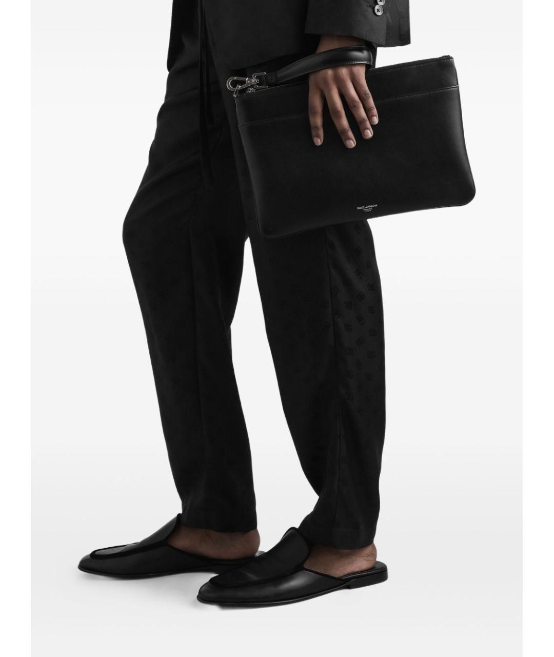 DOLCE&GABBANA Черная кожаная барсетка, фото 6
