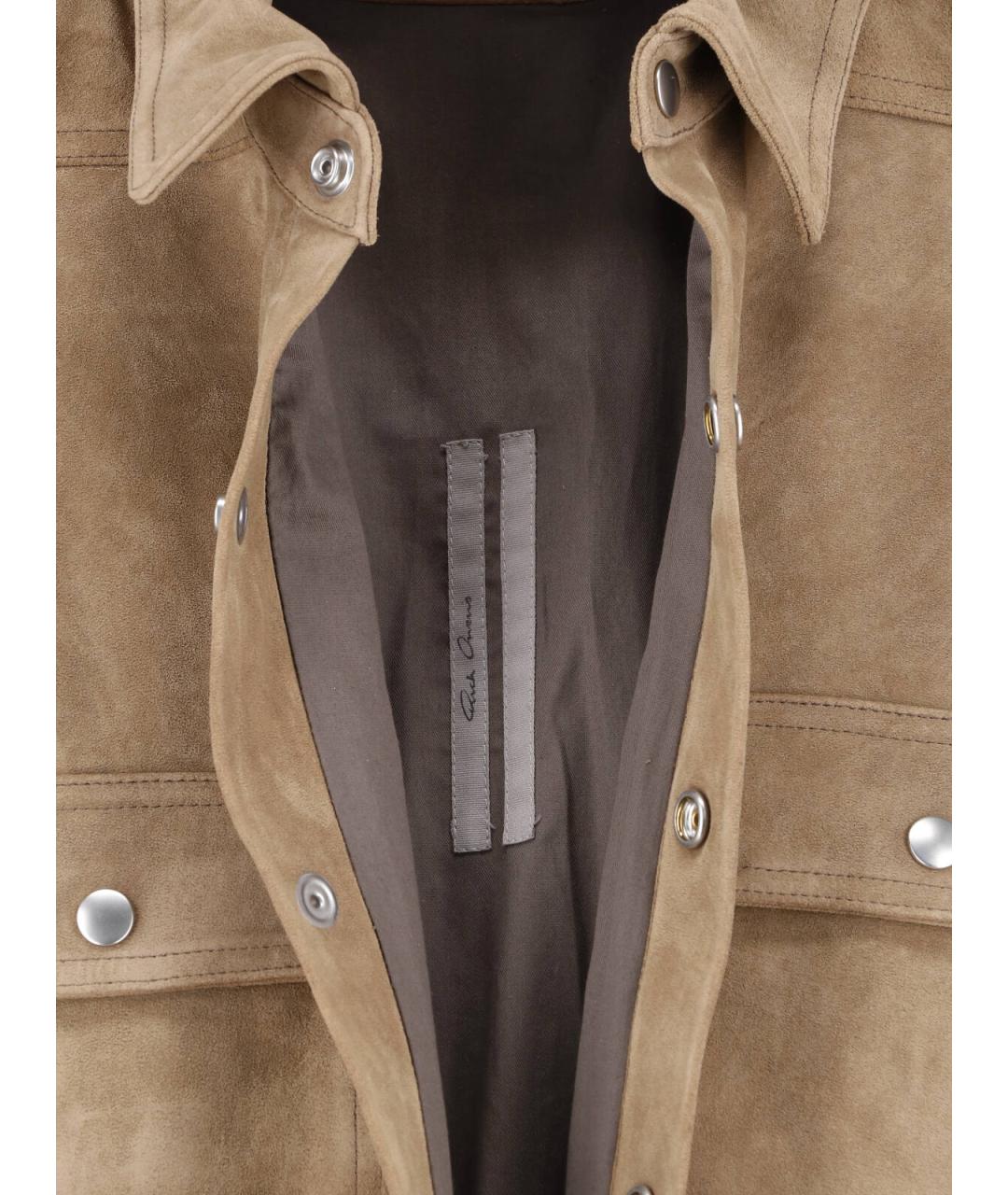 RICK OWENS Бежевая замшевая куртка, фото 3