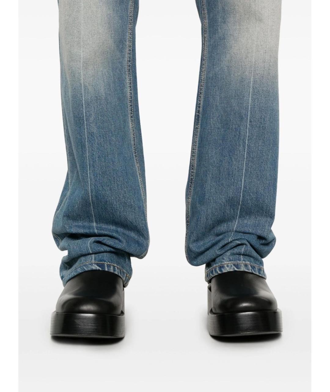 ALEXANDER MCQUEEN Синие хлопко-эластановые прямые джинсы, фото 3