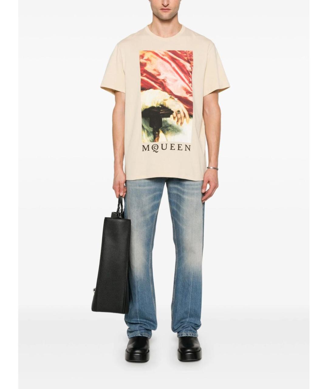 ALEXANDER MCQUEEN Синие хлопко-эластановые прямые джинсы, фото 2