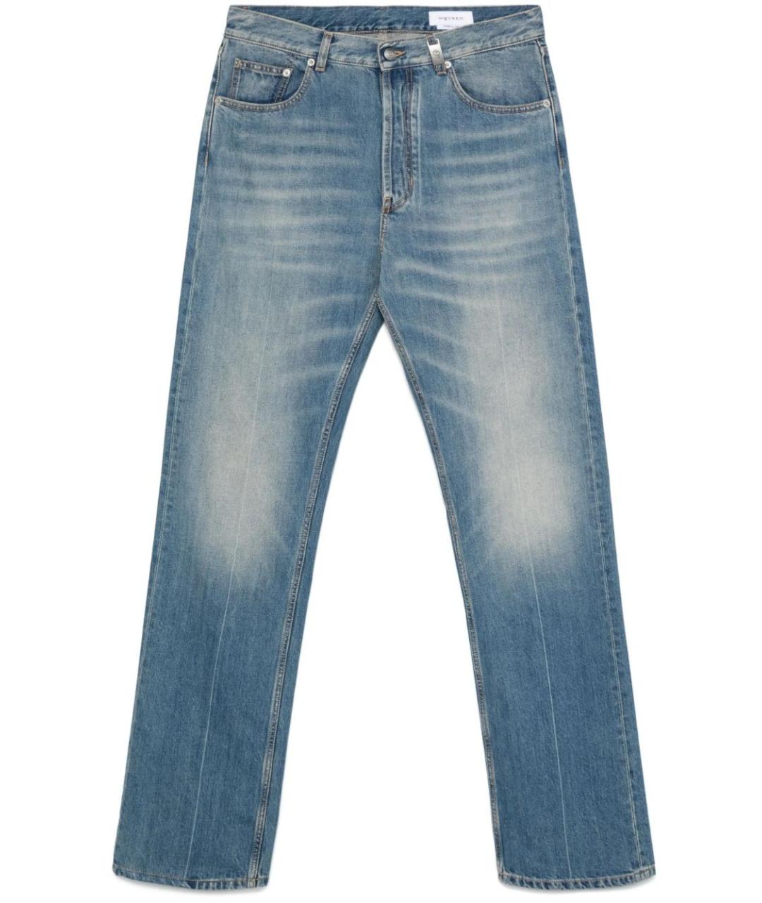 ALEXANDER MCQUEEN Синие хлопко-эластановые прямые джинсы, фото 1