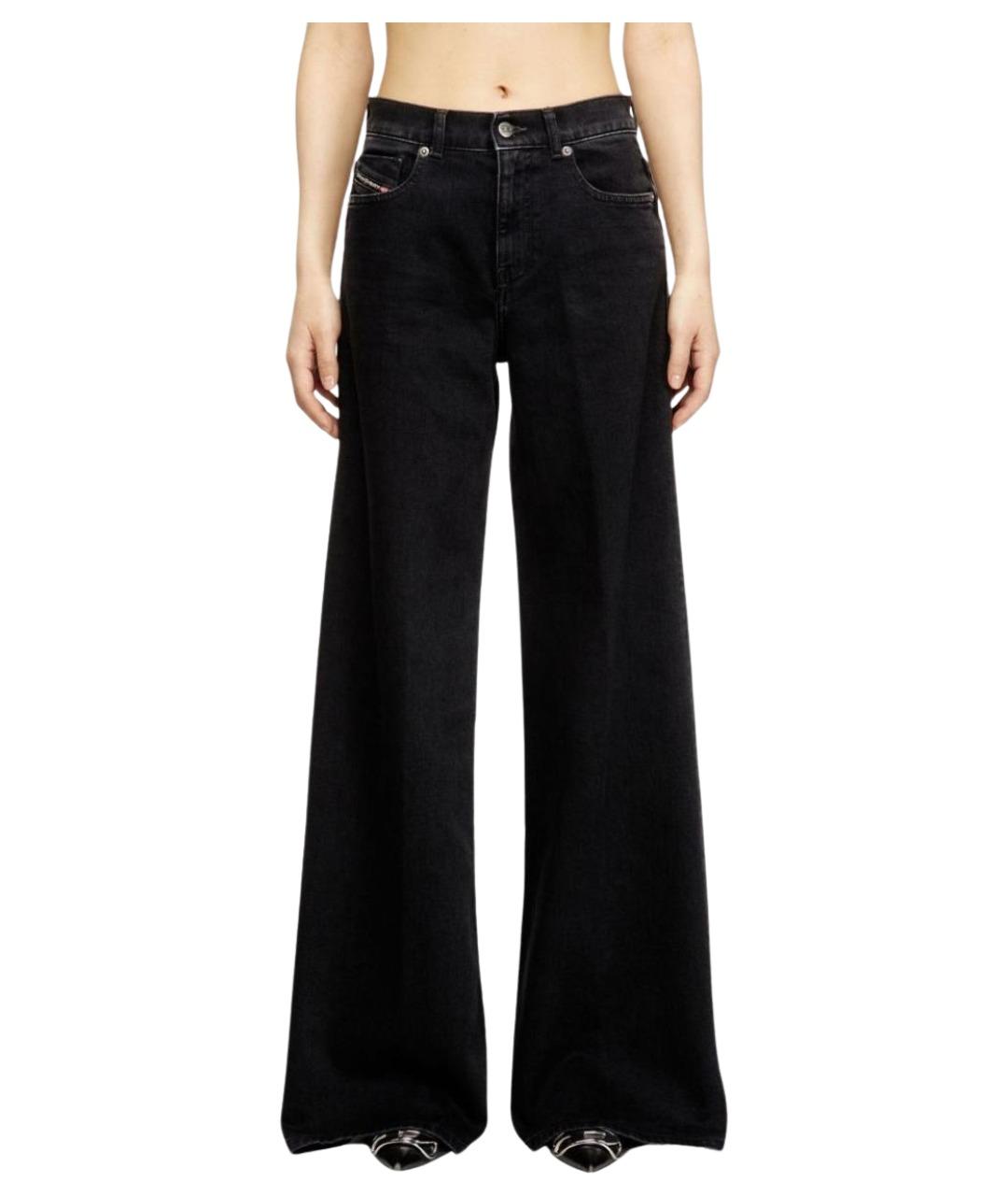 DIESEL Черные хлопковые джинсы клеш, фото 2