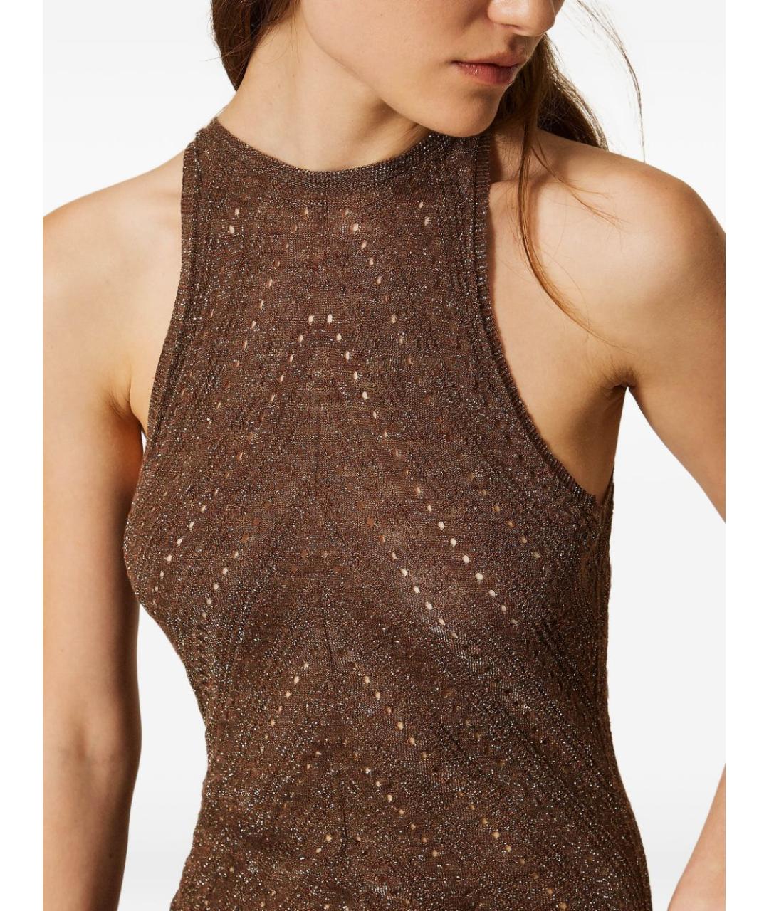 TWIN-SET Коричневое повседневное платье, фото 3