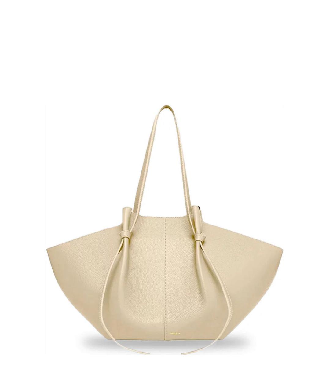 YUZEFI Бежевая кожаная сумка тоут, фото 1