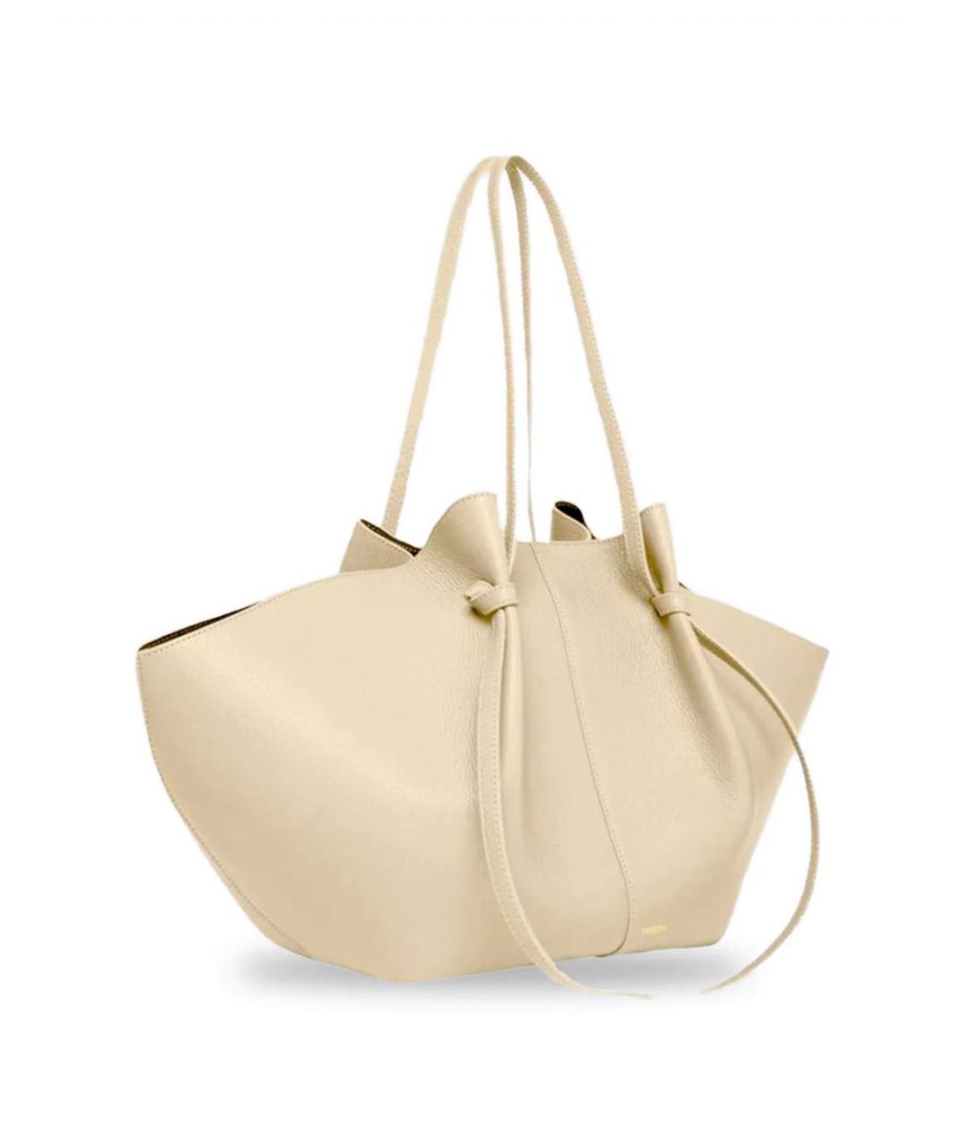 YUZEFI Бежевая кожаная сумка тоут, фото 4