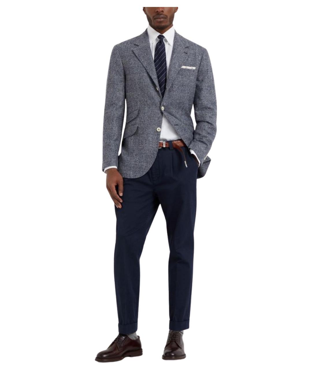 BRUNELLO CUCINELLI Синие повседневные брюки, фото 2