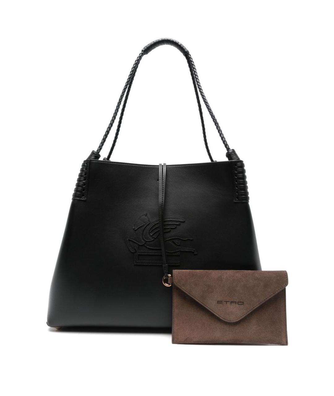 ETRO Черная кожаная сумка тоут, фото 3