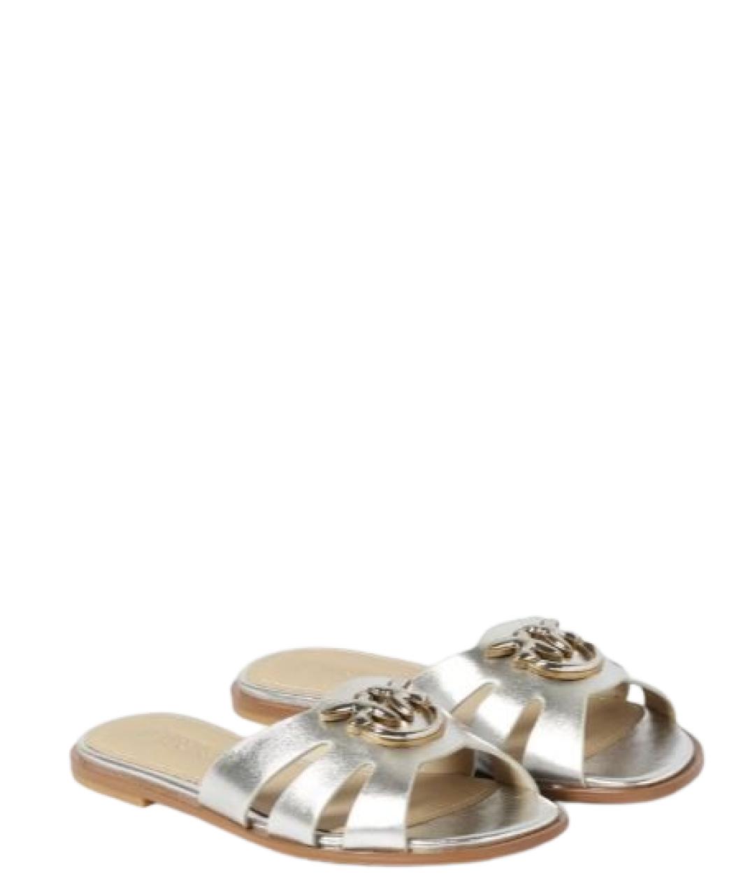 PINKO Серебряные кожаные шлепанцы, фото 2