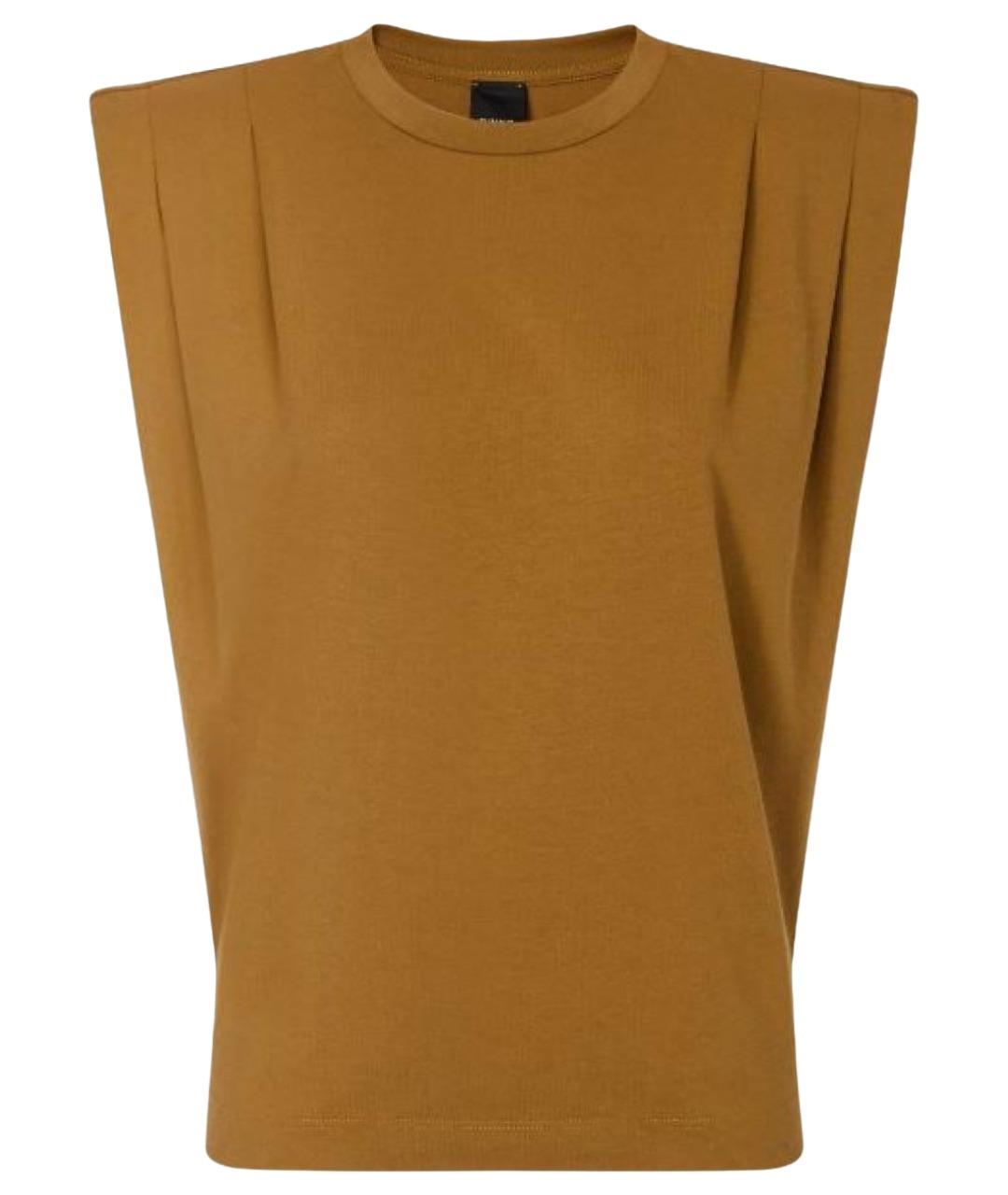 PINKO Коричневая хлопковая футболка, фото 1