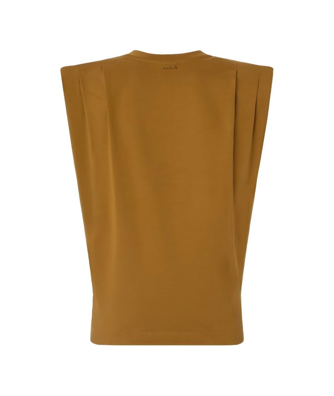 PINKO Коричневая хлопковая футболка, фото 3