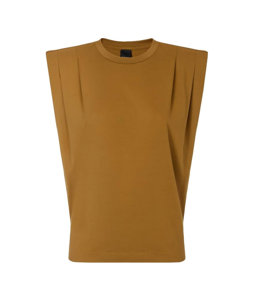 PINKO Коричневая хлопковая футболка, фото 4