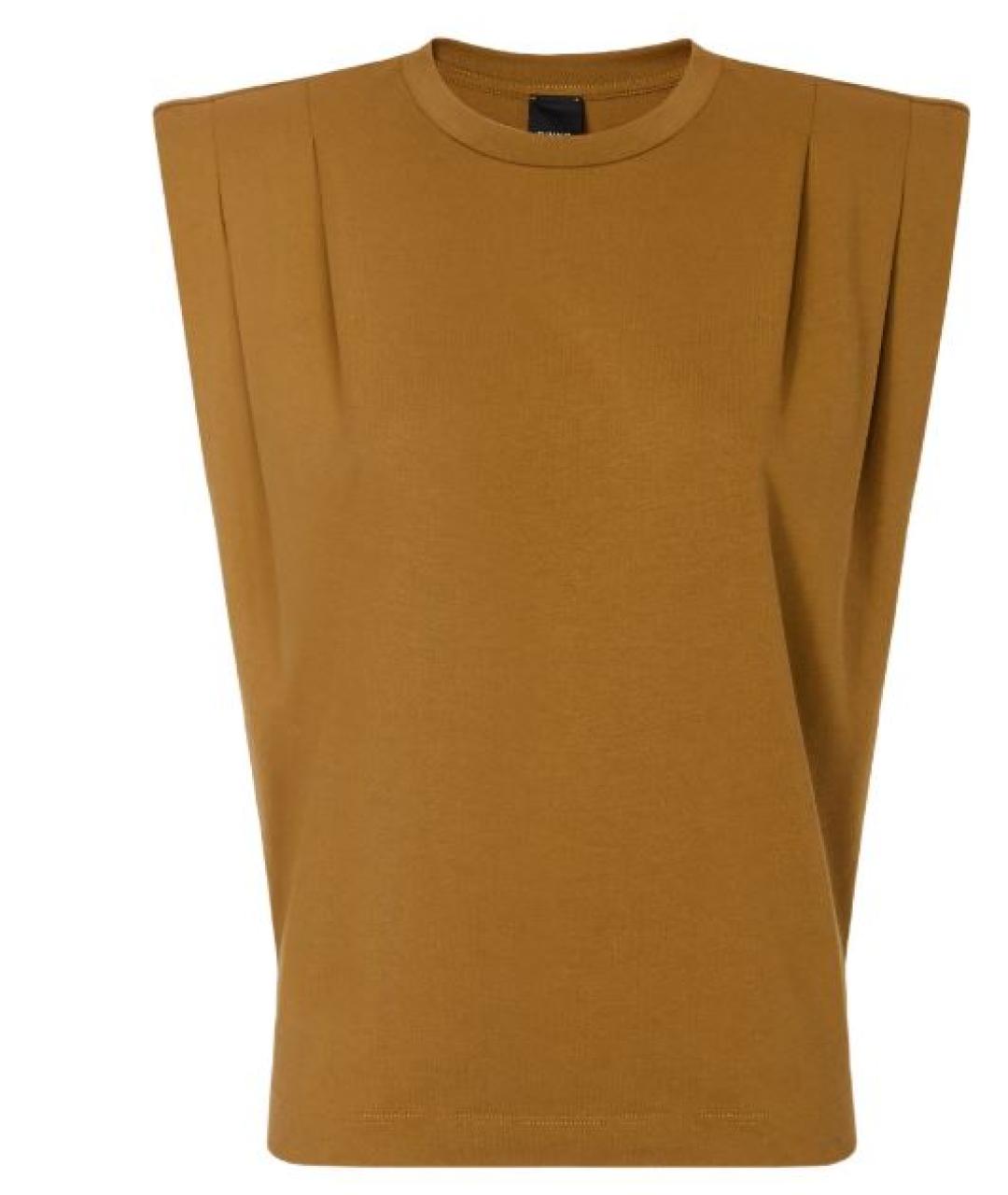 PINKO Коричневая хлопковая футболка, фото 5