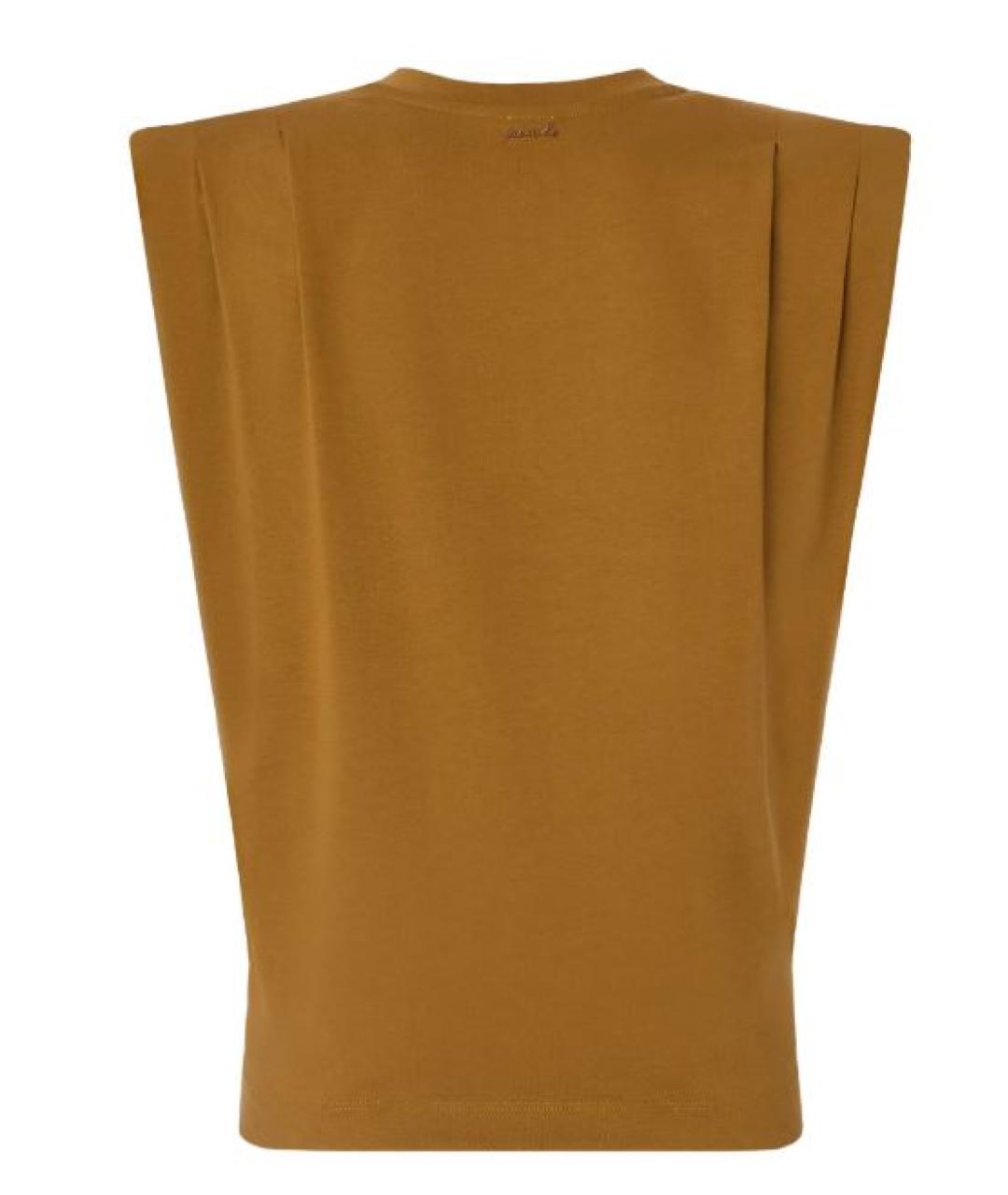 PINKO Коричневая хлопковая футболка, фото 2