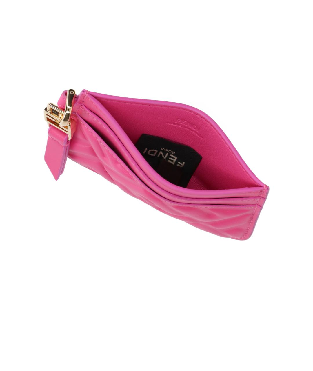 FENDI Розовый кожаный кардхолдер, фото 3