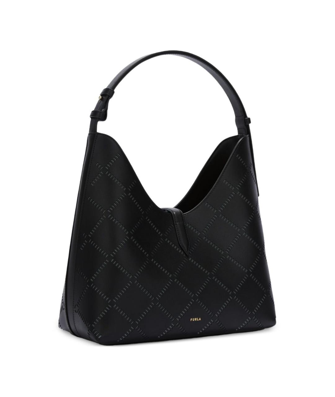 FURLA Черная кожаная сумка тоут, фото 5