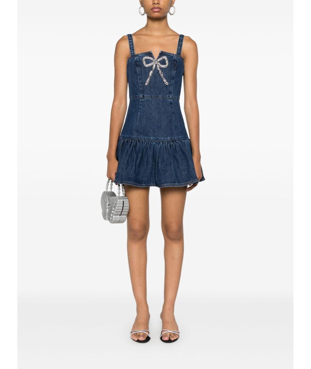 SELF-PORTRAIT Синее хлопковое повседневное платье, фото 2