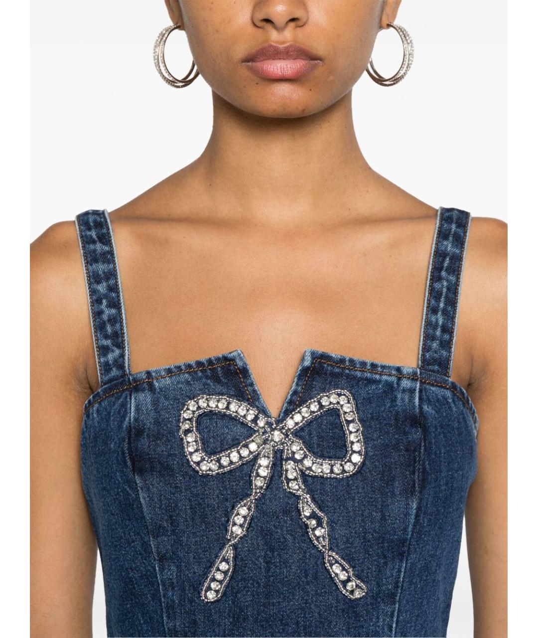 SELF-PORTRAIT Синее хлопковое повседневное платье, фото 4