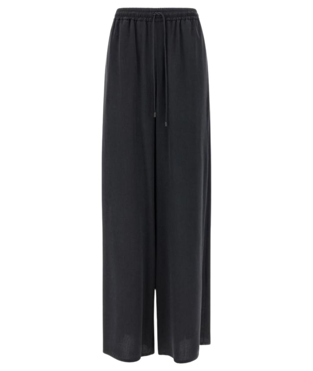 MAX MARA Темно-синие шелковые прямые брюки, фото 1