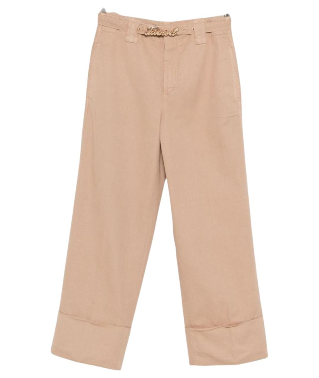 TWIN-SET Бежевые хлопковые прямые брюки, фото 1