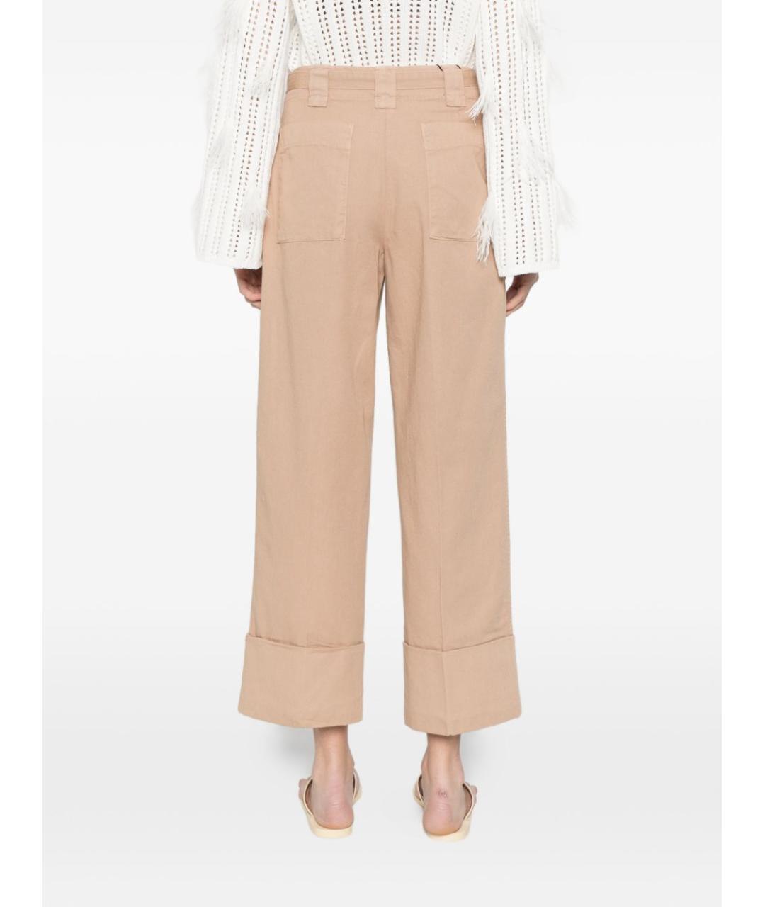 TWIN-SET Бежевые хлопковые прямые брюки, фото 2