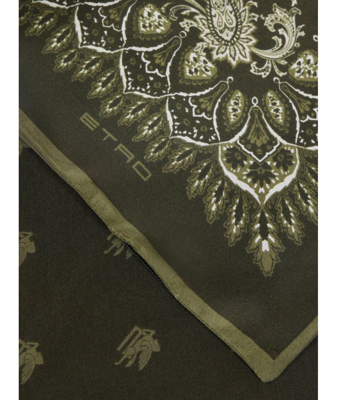 ETRO Зеленый шелковый шарф, фото 4