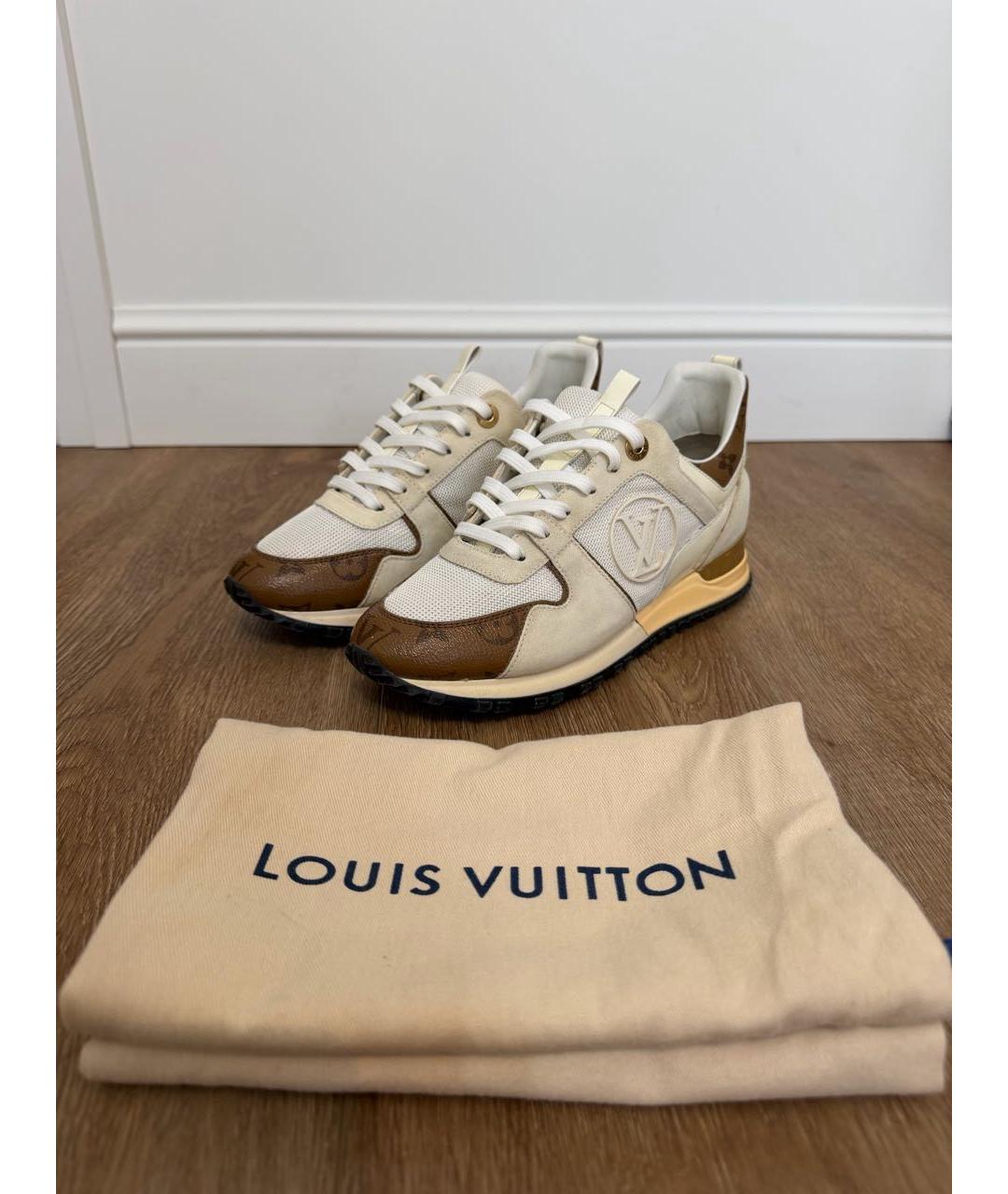 LOUIS VUITTON Бежевые кожаные кроссовки, фото 6