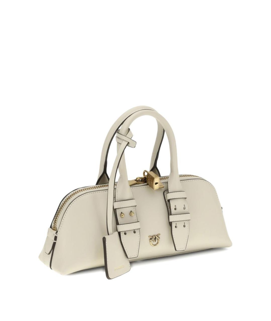 PINKO Белая кожаная сумка с короткими ручками, фото 2