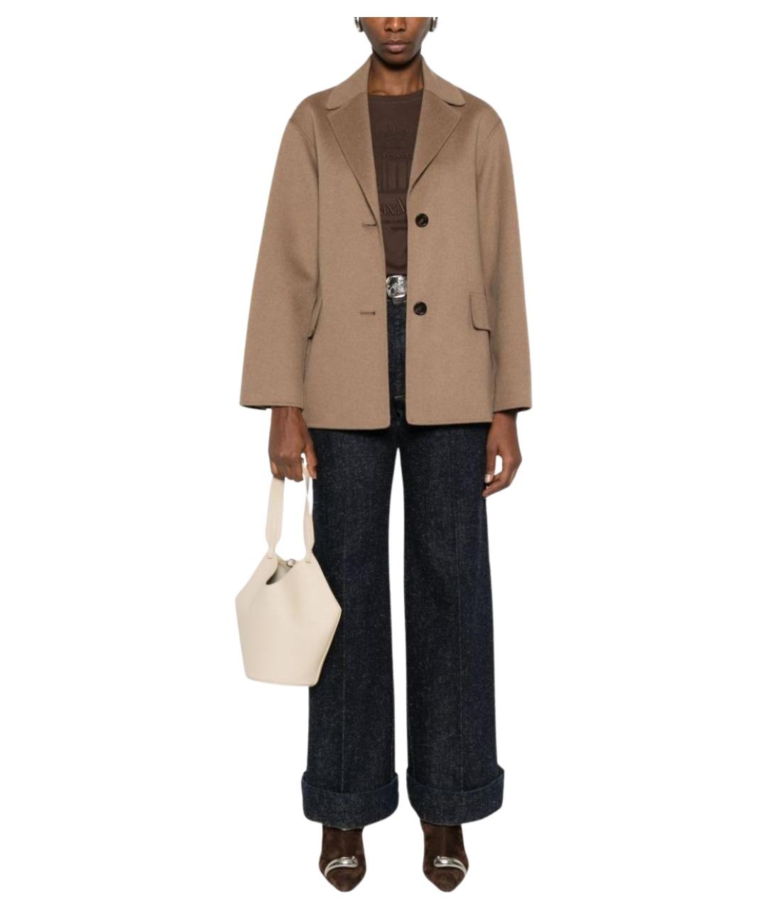 'S MAX MARA Бежевое шерстяное пальто, фото 4