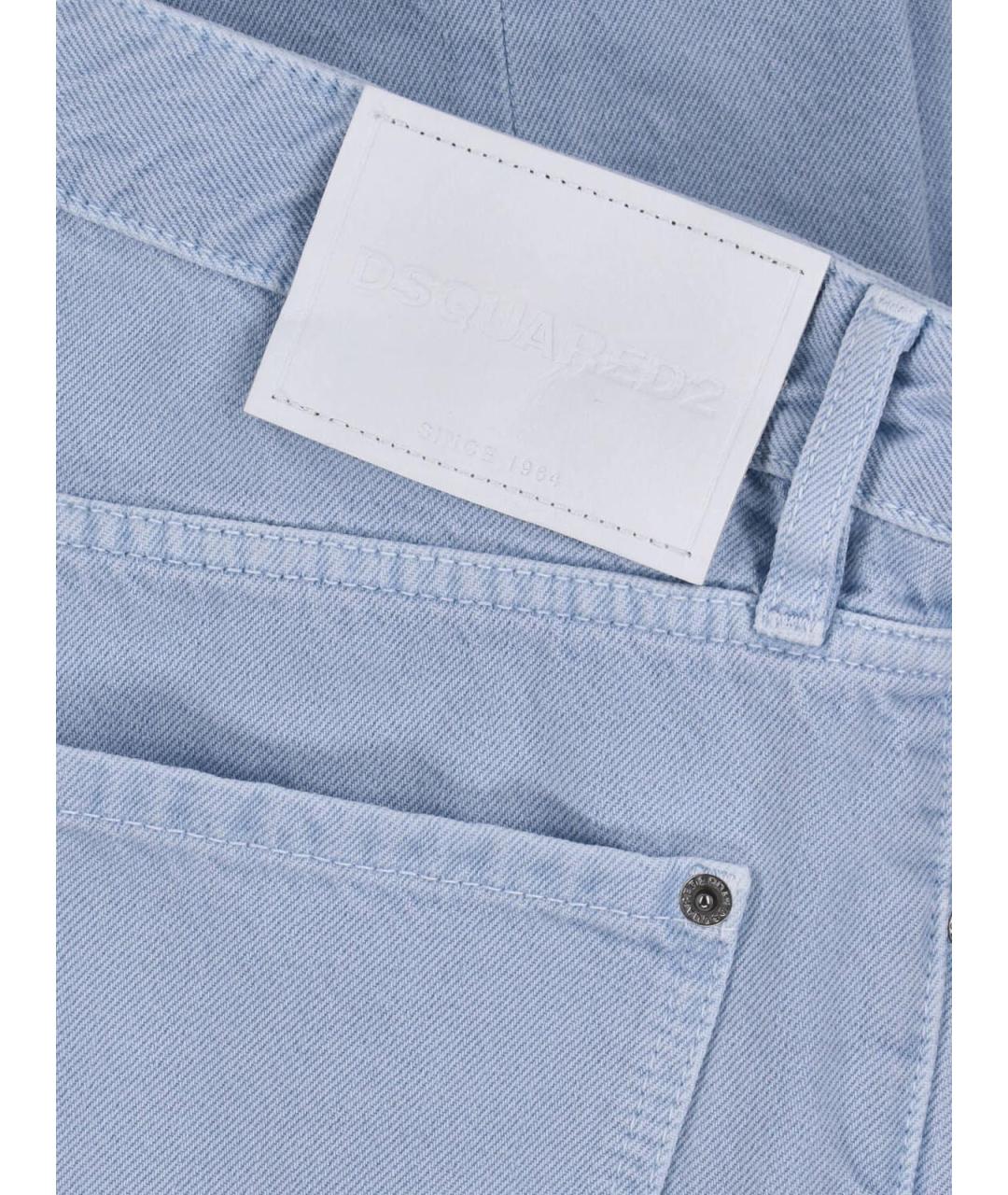 DSQUARED2 Синие хлопковые прямые джинсы, фото 4