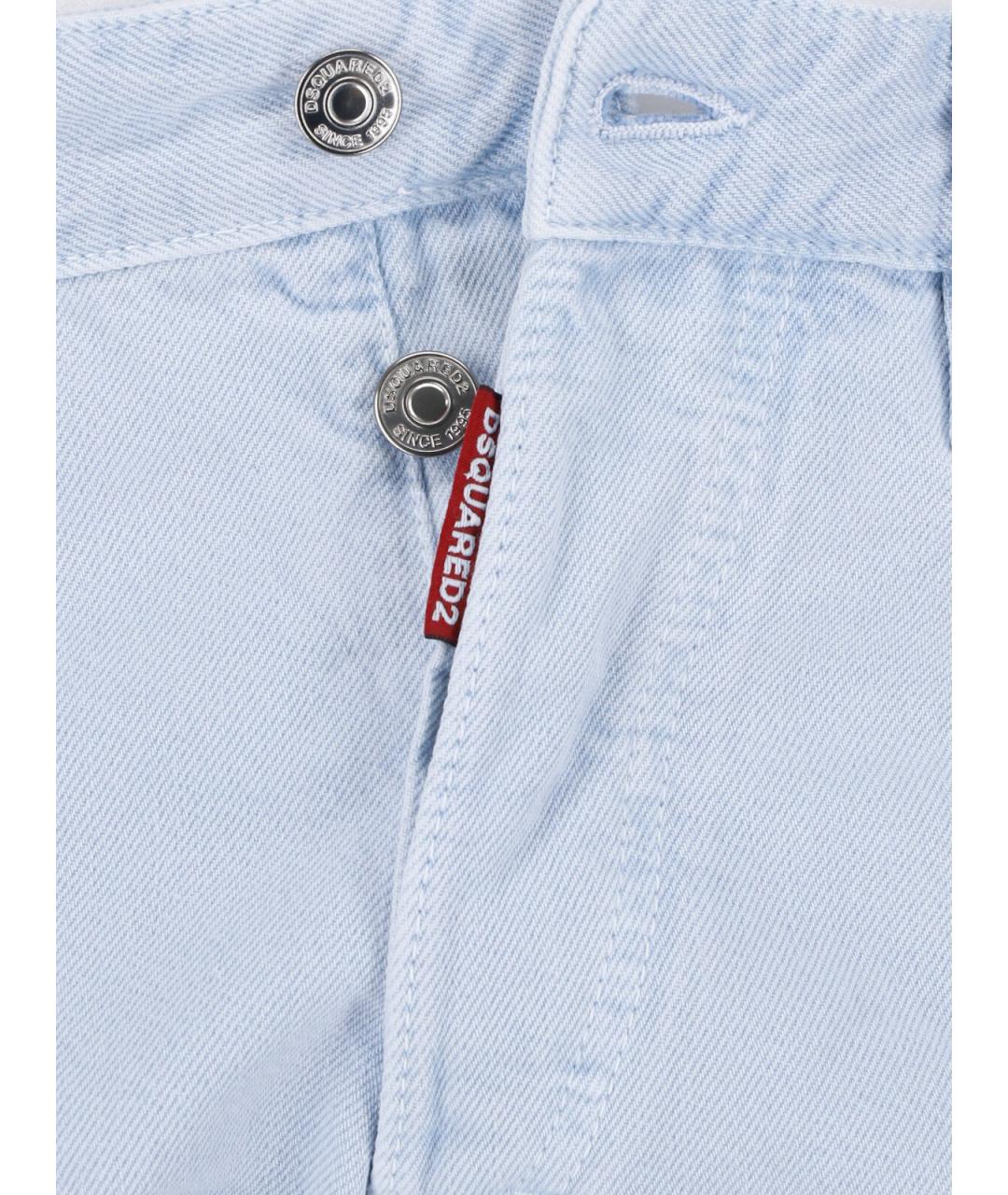 DSQUARED2 Синие хлопковые прямые джинсы, фото 5