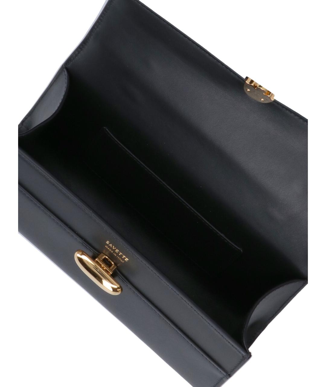 Savette Черная кожаная сумка с короткими ручками, фото 4