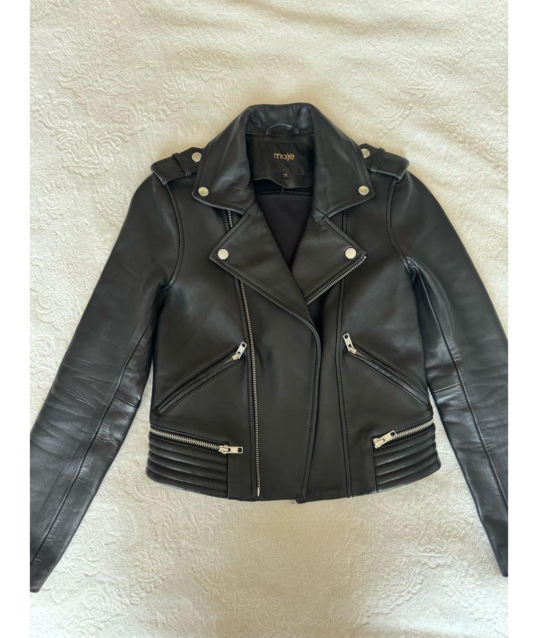 MAJE Черная кожаная куртка, фото 5